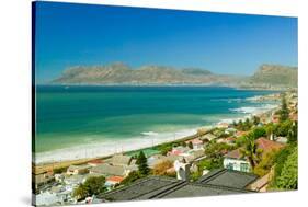 Elevated view of False Bay and Indian Ocean, overlooking St. James and Fish Hoek, outside of Cap...-null-Stretched Canvas