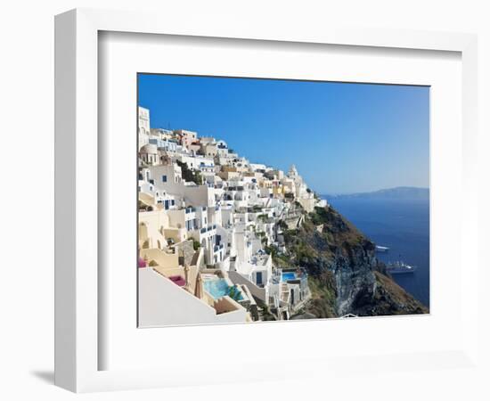 Elevated View of Fira, Santorini (Thira), Cyclades Islands, Aegean Sea, Greek Islands, Greece-Gavin Hellier-Framed Photographic Print