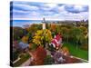 Elevated view of Grosse Point Lighthouse in Evanston, Cook County, Illinois, USA-null-Stretched Canvas