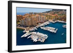 Elevated view of harbor in the Monte-Carlo, in the Principality of Monaco, Western Europe on the...-null-Framed Photographic Print