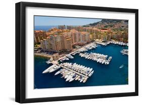 Elevated view of harbor in the Monte-Carlo, in the Principality of Monaco, Western Europe on the...-null-Framed Photographic Print