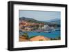 Elevated view of harbour and Palau town, Palau, Sardinia, Italy, Mediterranean, Europe-Frank Fell-Framed Photographic Print