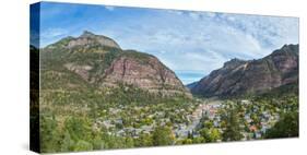 Elevated view of Historic Victorian mountain town of Ouray, Ouray County, San Juan Mountains, Co...-null-Stretched Canvas