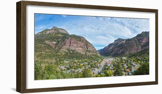 Elevated view of Historic Victorian mountain town of Ouray, Ouray County, San Juan Mountains, Co...-null-Framed Photographic Print