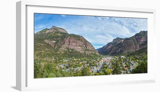 Elevated view of Historic Victorian mountain town of Ouray, Ouray County, San Juan Mountains, Co...-null-Framed Photographic Print