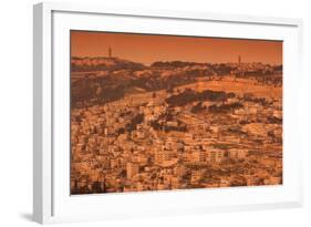 Elevated view of Kidron Valley Arab villages at dusk, Jerusalem, Israel-null-Framed Photographic Print