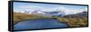 Elevated view of lake on mountain, Mount Aspiring National Park, West Coast, South Island, New Z...-null-Framed Stretched Canvas