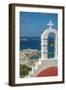 Elevated view of little white chapel, Old Harbour and town-Frank Fell-Framed Photographic Print