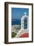 Elevated view of little white chapel, Old Harbour and town-Frank Fell-Framed Photographic Print