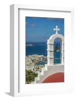 Elevated view of little white chapel, Old Harbour and town-Frank Fell-Framed Photographic Print