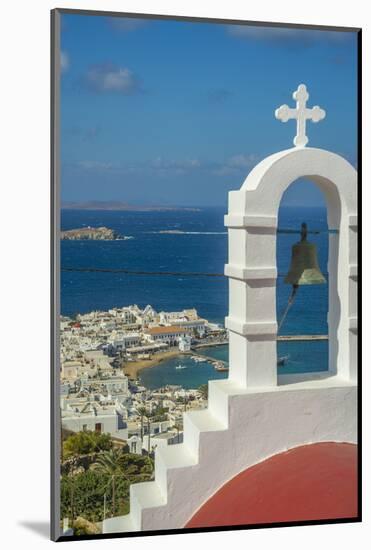 Elevated view of little white chapel, Old Harbour and town-Frank Fell-Mounted Photographic Print