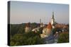 Elevated View of Lower Old Town with Oleviste Church in the Background-Doug Pearson-Stretched Canvas