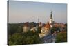 Elevated View of Lower Old Town with Oleviste Church in the Background-Doug Pearson-Stretched Canvas