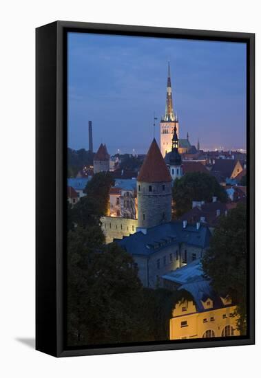 Elevated View of Lower Old Town with Oleviste Church in the Background-Doug Pearson-Framed Stretched Canvas