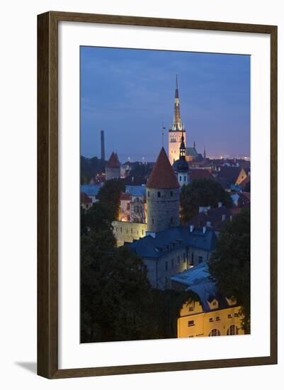 Elevated View of Lower Old Town with Oleviste Church in the Background-Doug Pearson-Framed Photographic Print