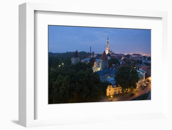 Elevated View of Lower Old Town with Oleviste Church in the Background-Doug Pearson-Framed Photographic Print