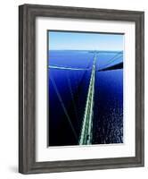 Elevated view of Mackinac Bridge, Mackinac, Michigan, USA-null-Framed Photographic Print