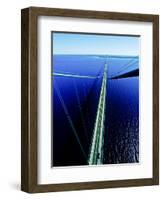 Elevated view of Mackinac Bridge, Mackinac, Michigan, USA-null-Framed Photographic Print