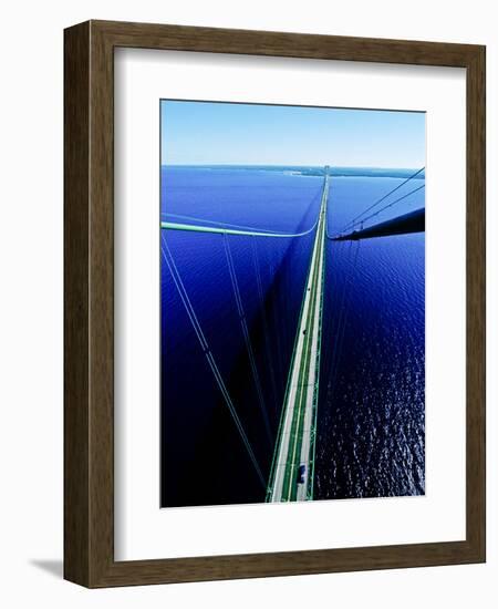 Elevated view of Mackinac Bridge, Mackinac, Michigan, USA-null-Framed Photographic Print