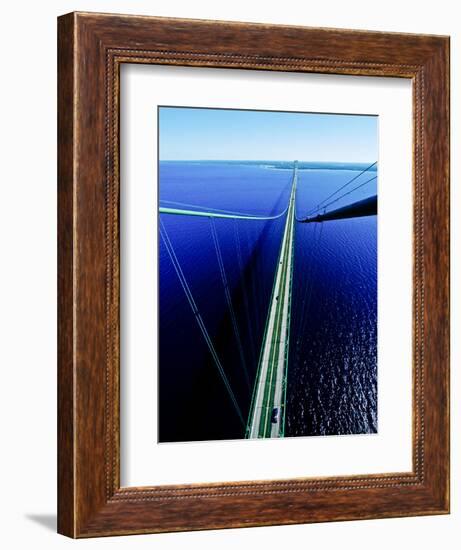 Elevated view of Mackinac Bridge, Mackinac, Michigan, USA-null-Framed Photographic Print