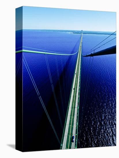 Elevated view of Mackinac Bridge, Mackinac, Michigan, USA-null-Stretched Canvas