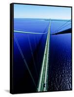 Elevated view of Mackinac Bridge, Mackinac, Michigan, USA-null-Framed Stretched Canvas