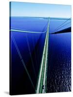 Elevated view of Mackinac Bridge, Mackinac, Michigan, USA-null-Stretched Canvas