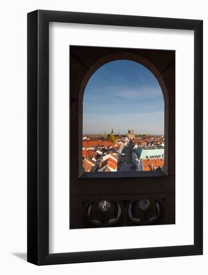 Elevated view of Maximilianstrasse from Altpoertel city gate, Speyer, Rhineland-Palatinate, Germany-null-Framed Photographic Print