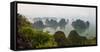Elevated view of misty Ha Long Bay, Quang Ninh Province, Vietnam-null-Framed Stretched Canvas