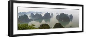 Elevated view of misty Ha Long Bay, Quang Ninh Province, Vietnam-null-Framed Photographic Print