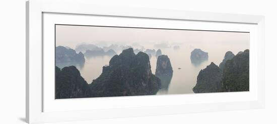 Elevated view of misty Ha Long Bay, Quang Ninh Province, Vietnam-null-Framed Photographic Print