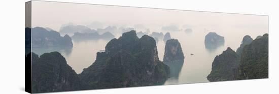 Elevated view of misty Ha Long Bay, Quang Ninh Province, Vietnam-null-Stretched Canvas