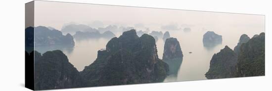 Elevated view of misty Ha Long Bay, Quang Ninh Province, Vietnam-null-Stretched Canvas