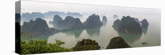 Elevated view of misty Ha Long Bay, Quang Ninh Province, Vietnam-null-Stretched Canvas