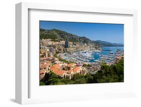 Elevated view of Monte-Carlo and harbor in the Principality of Monaco, Western Europe on the Med...-null-Framed Photographic Print