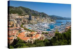 Elevated view of Monte-Carlo and harbor in the Principality of Monaco, Western Europe on the Med...-null-Stretched Canvas