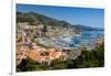 Elevated view of Monte-Carlo and harbor in the Principality of Monaco, Western Europe on the Med...-null-Framed Premium Photographic Print