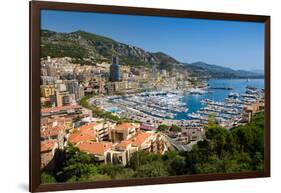 Elevated view of Monte-Carlo and harbor in the Principality of Monaco, Western Europe on the Med...-null-Framed Photographic Print