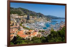 Elevated view of Monte-Carlo and harbor in the Principality of Monaco, Western Europe on the Med...-null-Framed Photographic Print