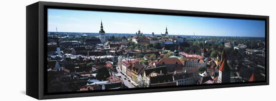 Elevated view of Old town, Tallinn, Estonia-null-Framed Stretched Canvas