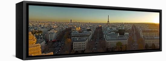 Elevated view of Paris from Arc de Triomphe, Eiffel Tower, Ile-De-France, France-null-Framed Stretched Canvas