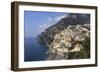 Elevated View of Positano Beach and Cliffs, Costiera Amalfitana (Amalfi Coast), Campania, Italy-Eleanor Scriven-Framed Photographic Print