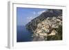 Elevated View of Positano Beach and Cliffs, Costiera Amalfitana (Amalfi Coast), Campania, Italy-Eleanor Scriven-Framed Photographic Print