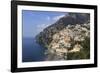 Elevated View of Positano Beach and Cliffs, Costiera Amalfitana (Amalfi Coast), Campania, Italy-Eleanor Scriven-Framed Photographic Print