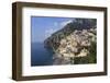 Elevated View of Positano Beach and Cliffs, Costiera Amalfitana (Amalfi Coast), Campania, Italy-Eleanor Scriven-Framed Photographic Print