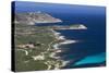 Elevated View of Punta Revellata Lighthouse, Calvi, Corsica, France-Walter Bibikow-Stretched Canvas