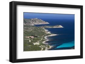 Elevated View of Punta Revellata Lighthouse, Calvi, Corsica, France-Walter Bibikow-Framed Photographic Print