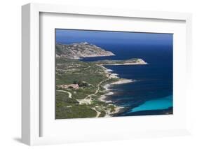 Elevated View of Punta Revellata Lighthouse, Calvi, Corsica, France-Walter Bibikow-Framed Photographic Print