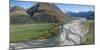 Elevated view of river passing through mountains, Matukituki River, Lake Waneka, Mount Aspiring...-null-Mounted Photographic Print