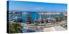 Elevated view of ships in Kos Harbour, Kos Town, Kos, Dodecanese, Greek Islands, Greece, Europe-Frank Fell-Stretched Canvas